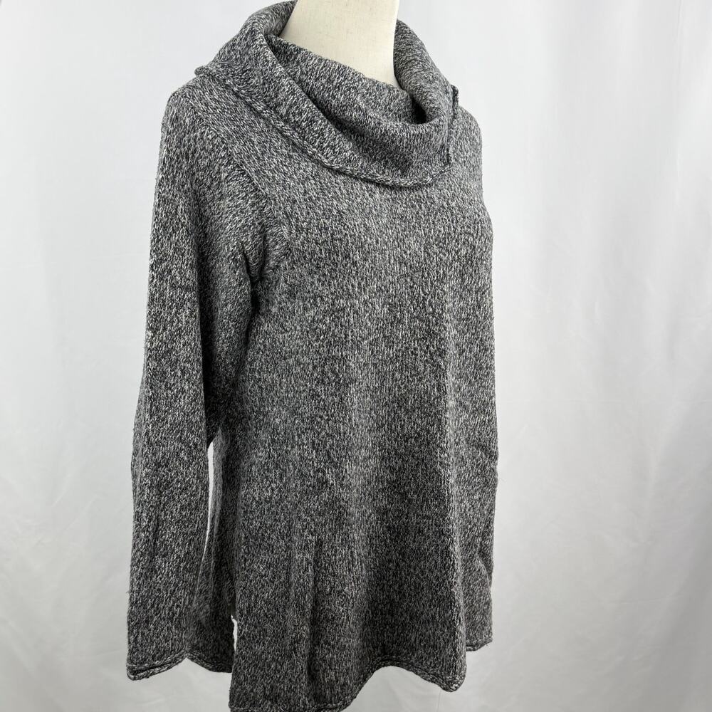 Pure J Jill Gray Marled Knit Sweater Cowl Neck Tunic Side Slit Womens Small - Picture 3 of 9